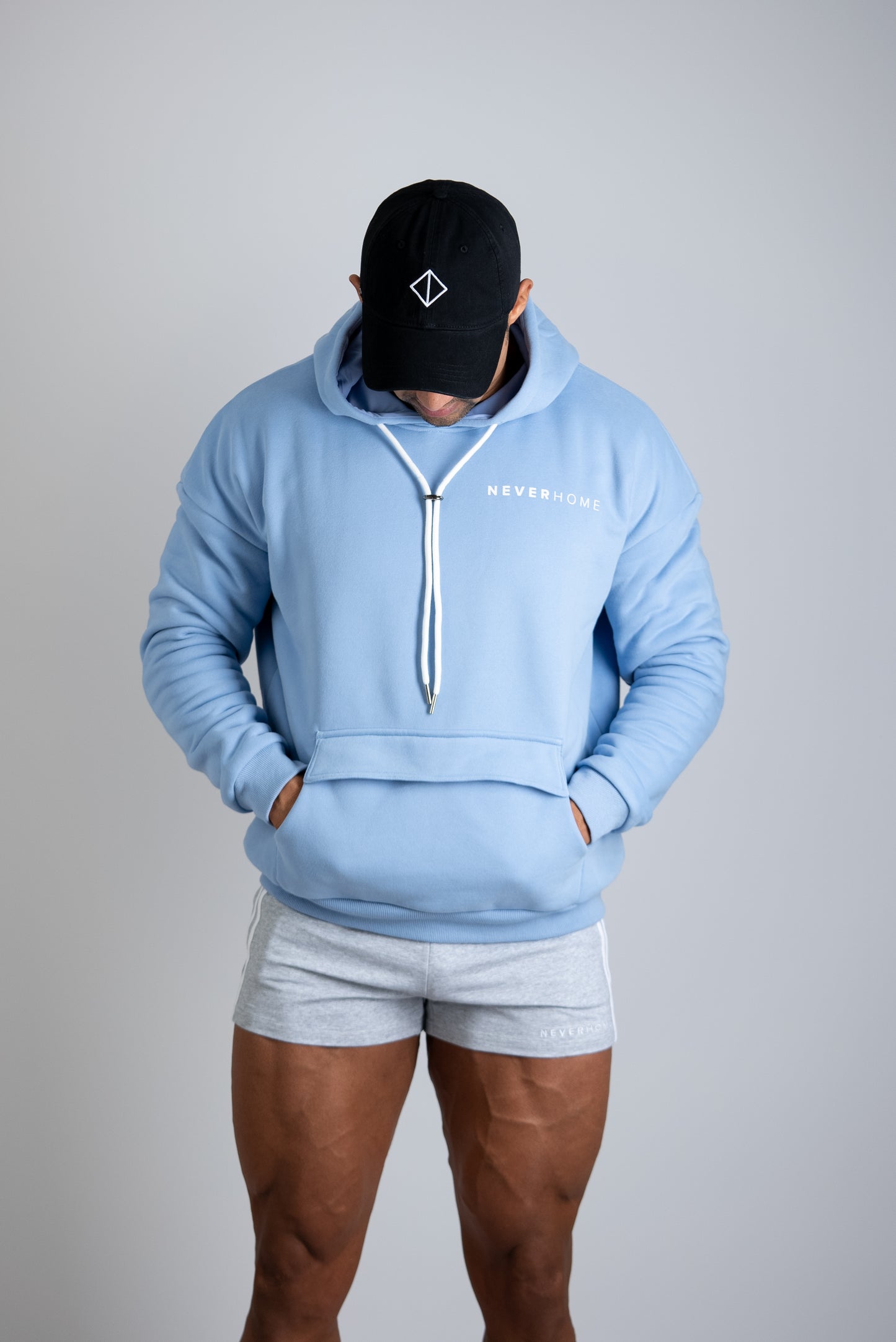 NEVERHOME OVERSIZED BABY BLUE HOODIE