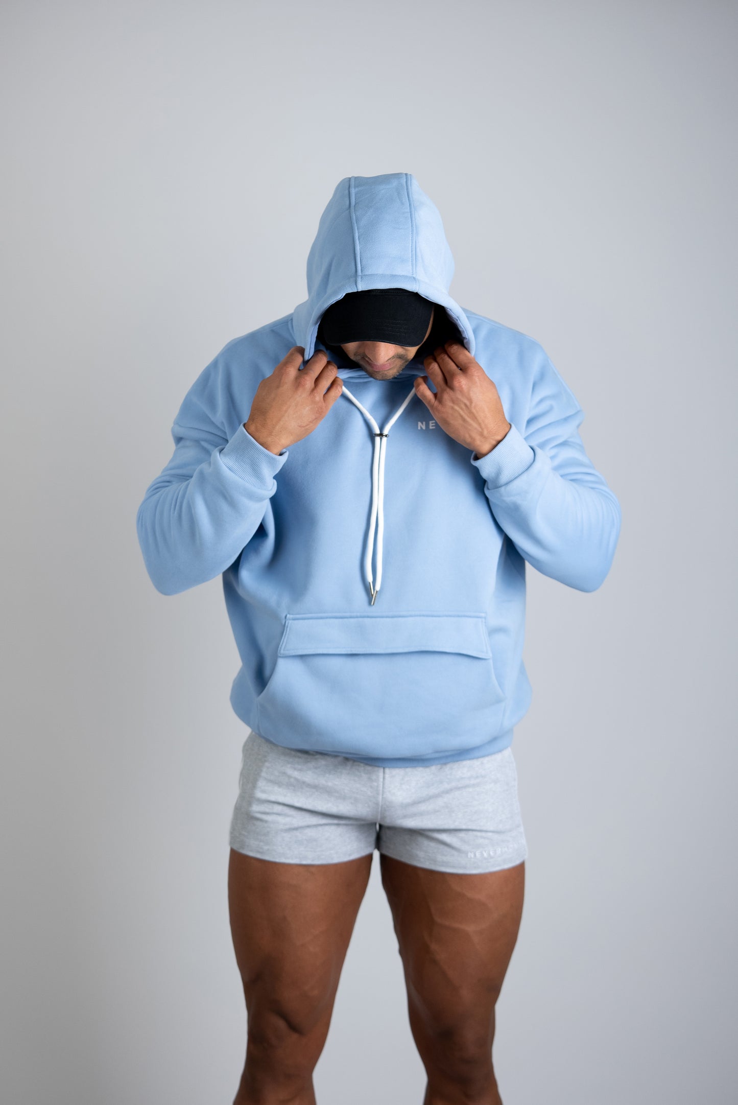NEVERHOME OVERSIZED BABY BLUE HOODIE
