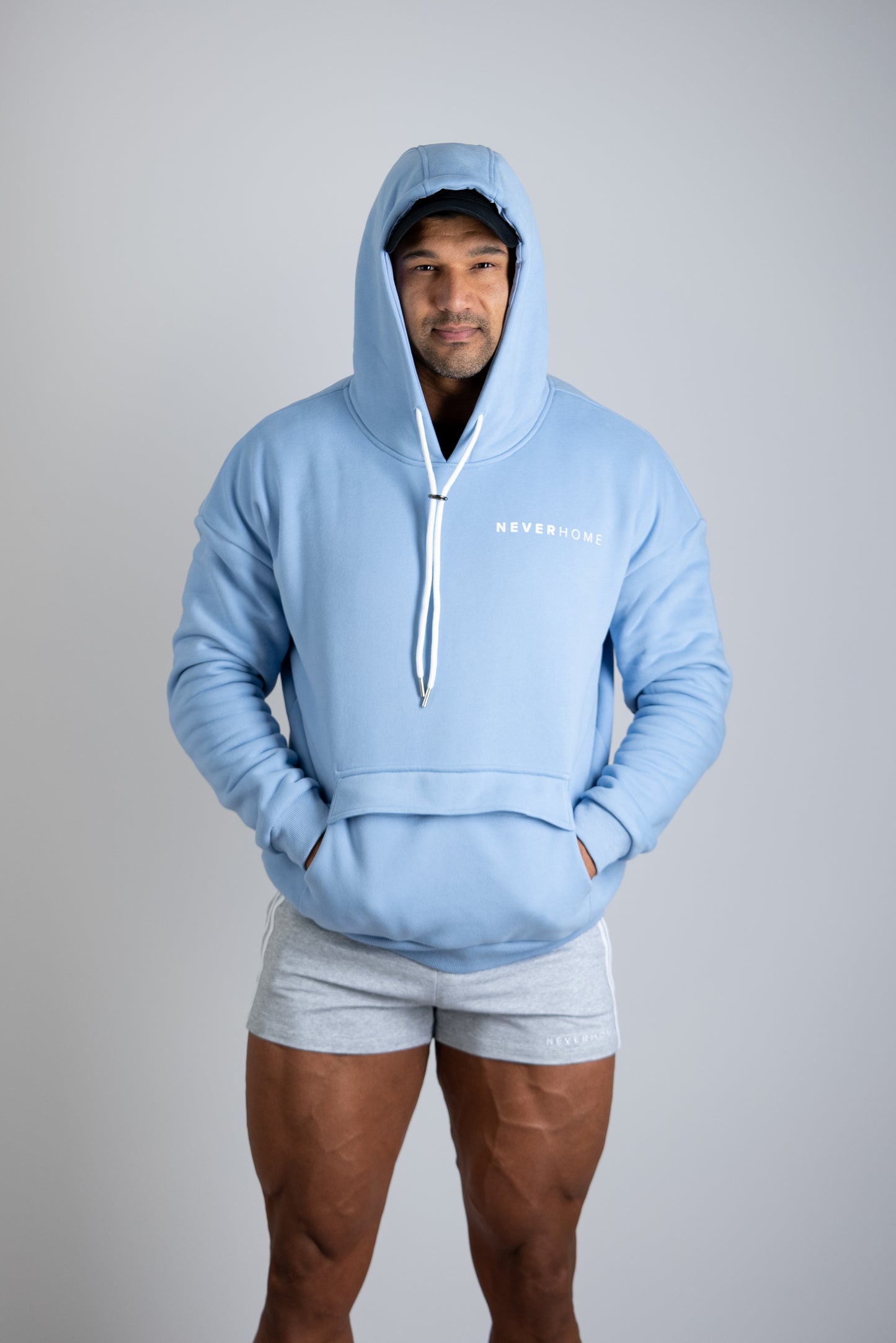 NEVERHOME OVERSIZED BABY BLUE HOODIE