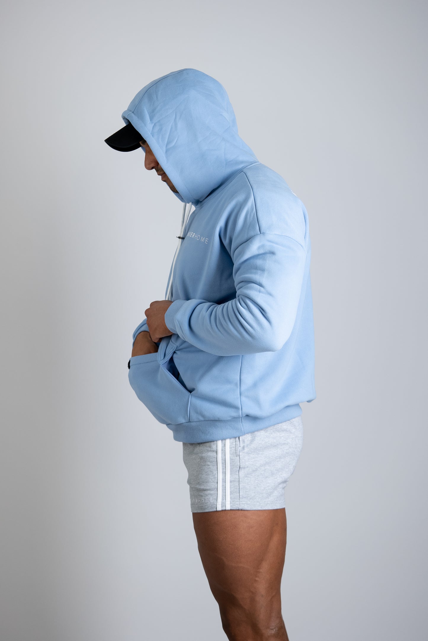NEVERHOME OVERSIZED BABY BLUE HOODIE