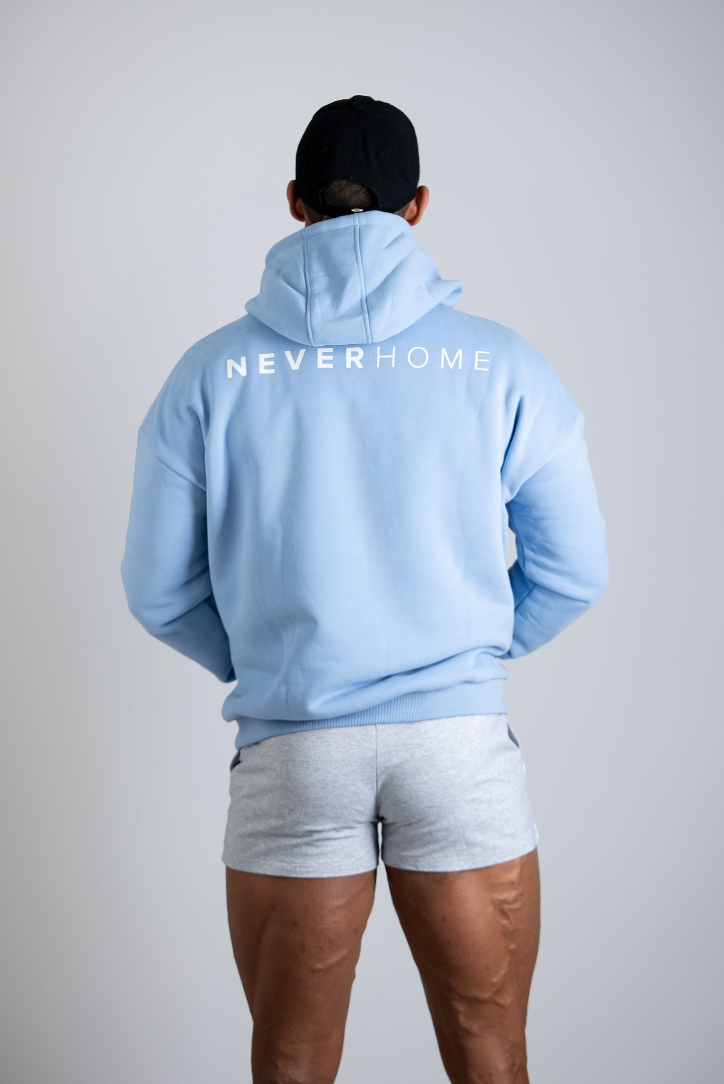 NEVERHOME OVERSIZED BABY BLUE HOODIE