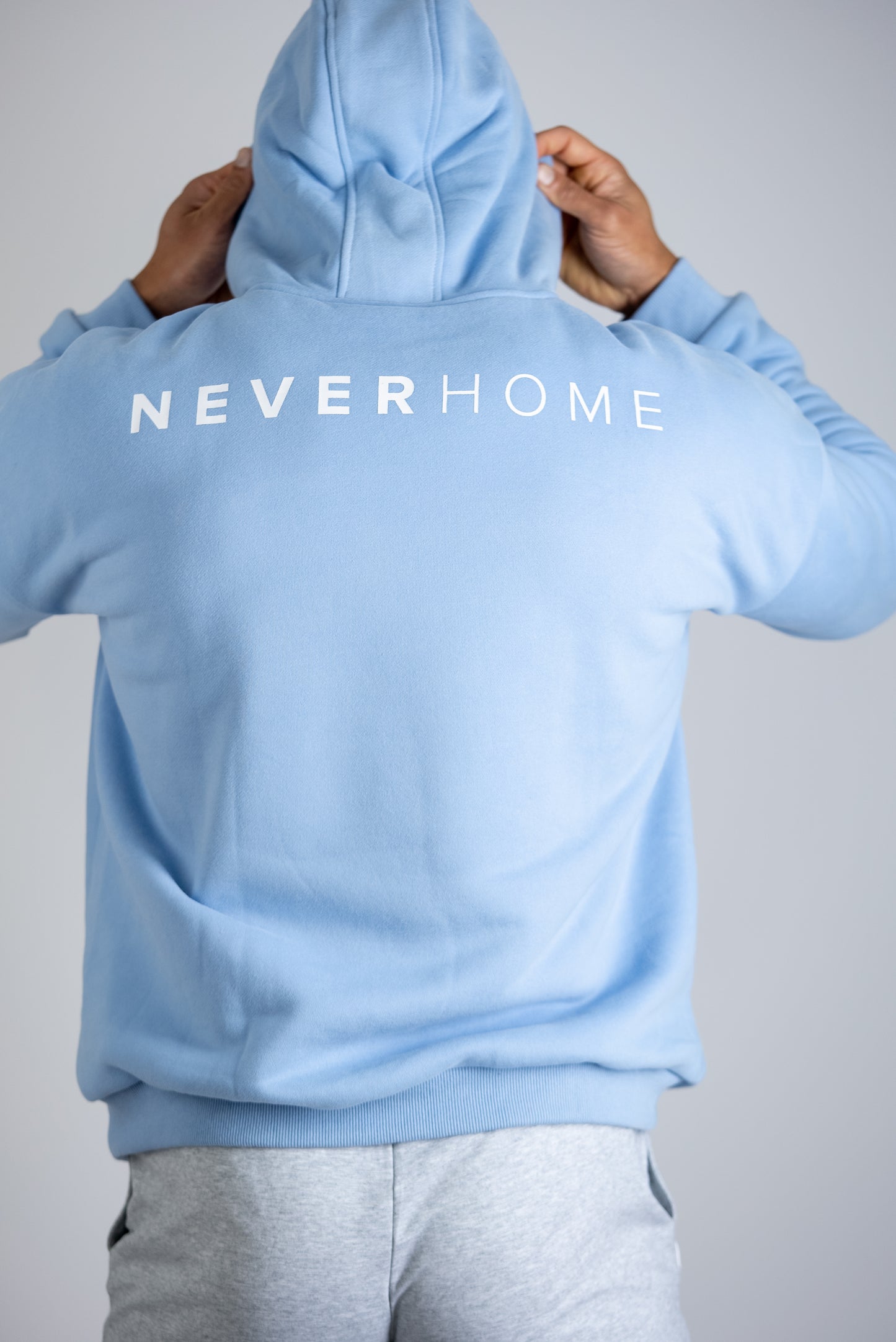 NEVERHOME OVERSIZED BABY BLUE HOODIE