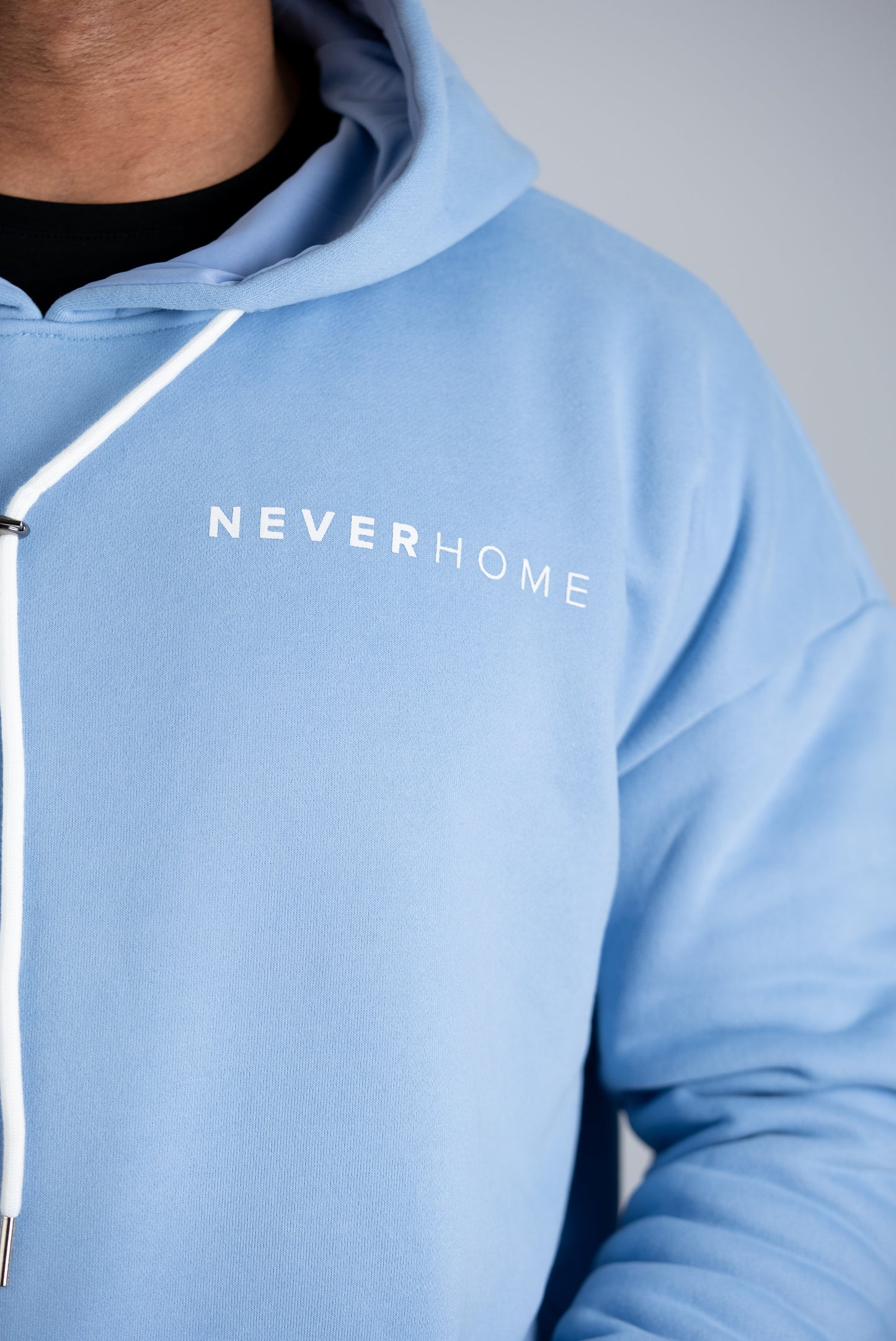 NEVERHOME OVERSIZED BABY BLUE HOODIE